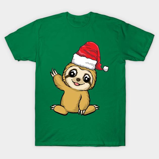 Santa Hat-Wearing Sloth for a Funny Christmas Holiday by Contentarama